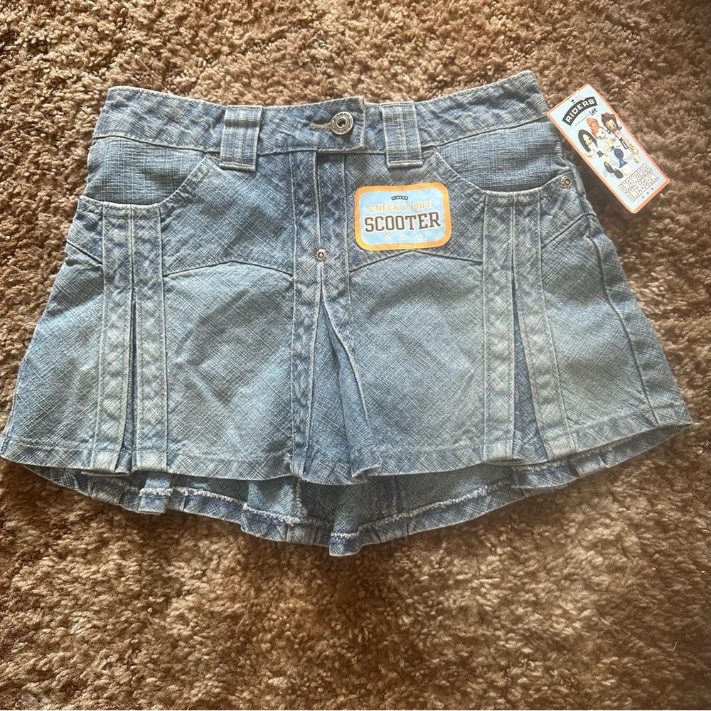 Vtg Y2K Lee Riders Denim Low Rise Mini Skort Junior’s 8R Preppy Tennis Skirt NWT